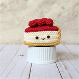 Crochet Cherry Cheesecake Pattern, Amigurumi Dessert Cake Baking Pattern