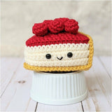 Crochet Cherry Cheesecake Pattern, Amigurumi Dessert Cake Baking Pattern